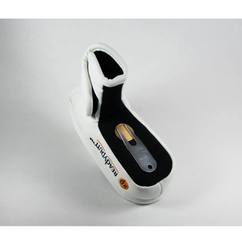 ReadyPutt Blade Mid-Mallet Putter Head Cover With Ball Cleaner - White - Image 2